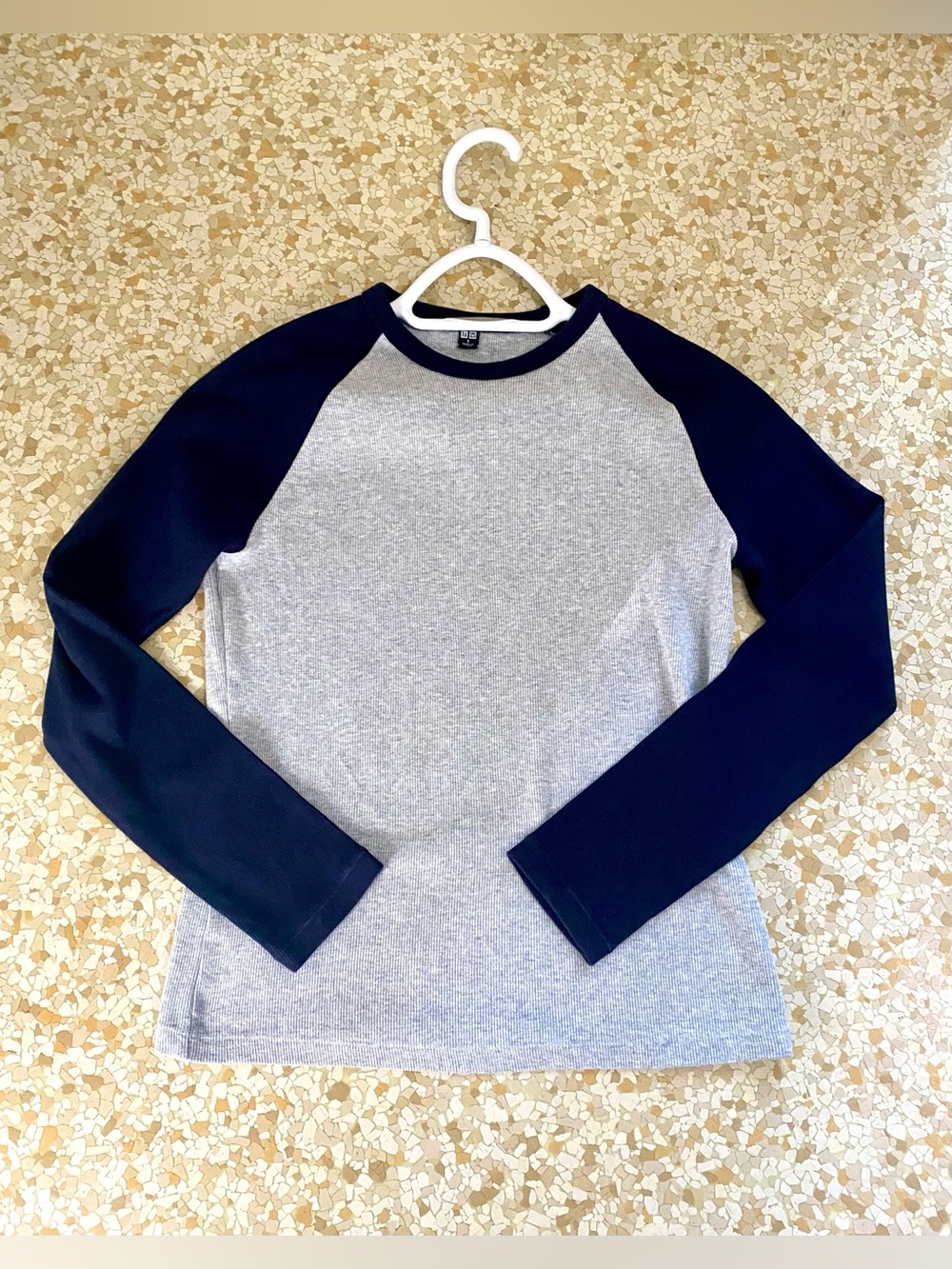 Uniqlo Soft Ribbed Long Sleeve T-Shirt - Navy Size S